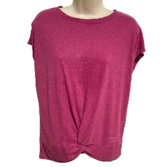 PrAna Pacific Drift Crossover Fuschia Purple Bottom Twist Top T Shirt Womens XS - Picture 1 of 13